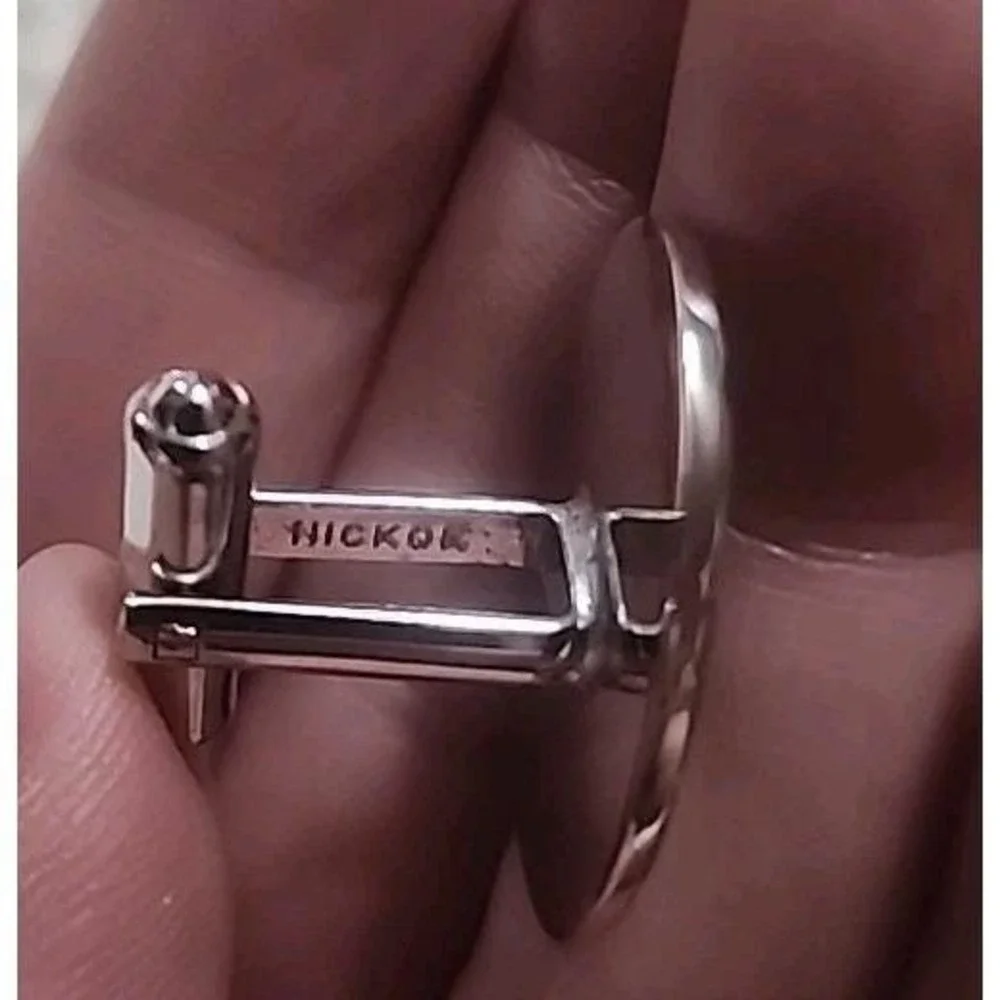Vintage Hickok cufflinks Silver Black MCM Sunburst